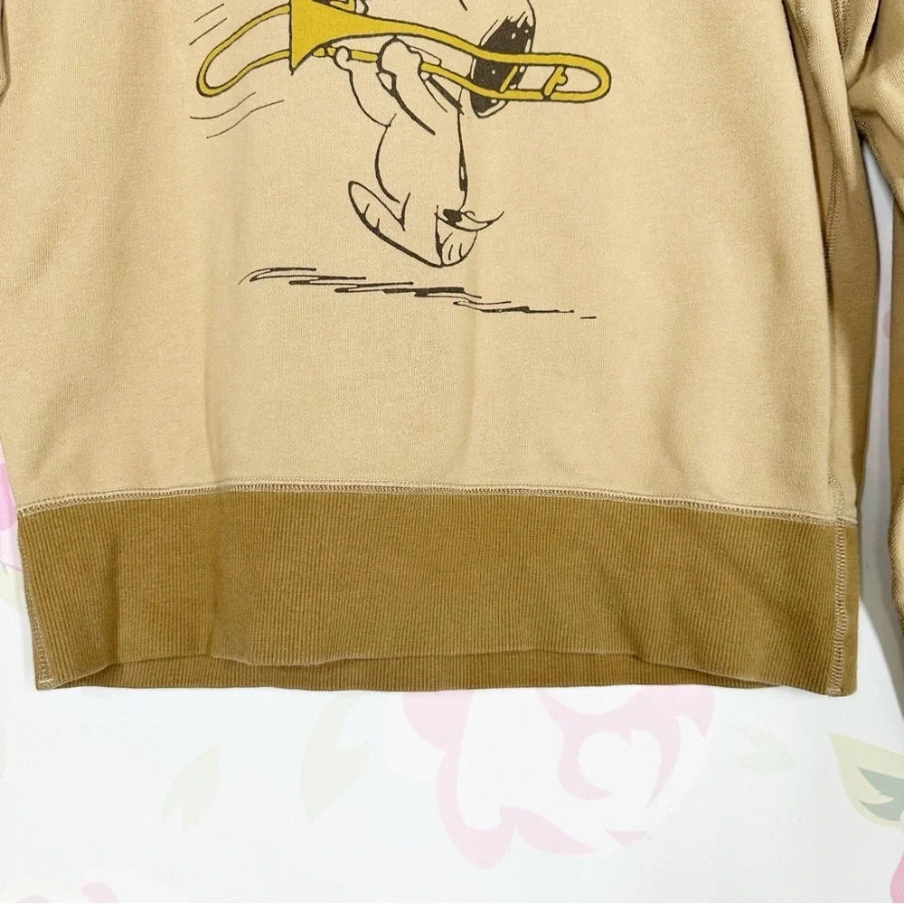 Uniqlo Peanuts Tan and Brown Crewneck with Snoopy Graphic Sweatshirt S - Picture 3 of 9